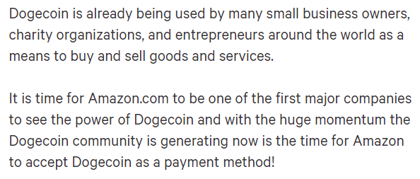 Dogecoin petition. Source: Change.org.