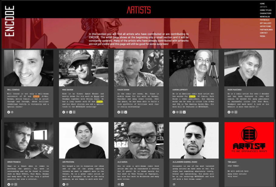 Artistas ENCODE. Fonte: Livecoins.