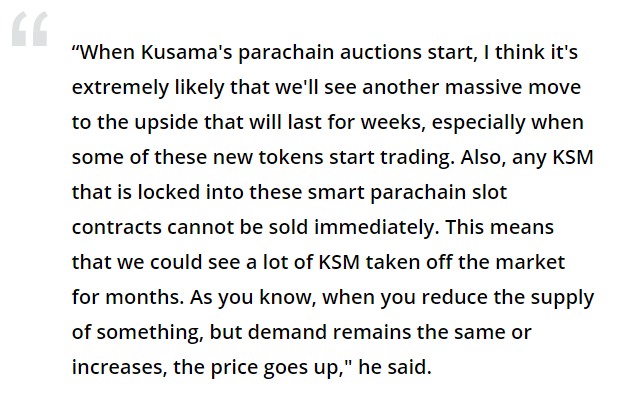 ความคิดเห็นสำนักเหรียญเกี่ยวกับ Kusama เหรียญ. ที่มา: Cointelegraph