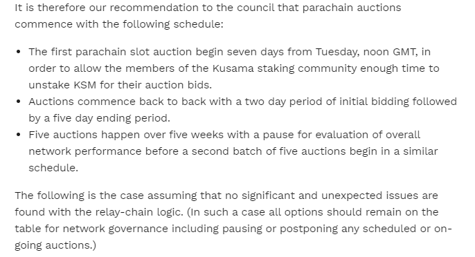 Kusama parachain auction provisional schedule. Source: Polkadot.network.