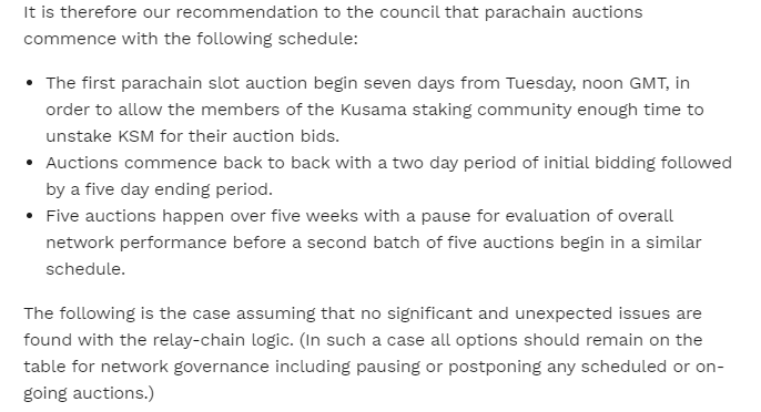 Kusama lịch trình tạm thời đấu giá parachain. Nguồn: Polkadot.mạng.