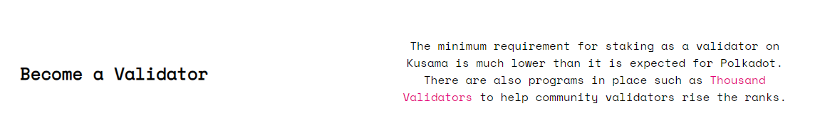 Kusama (KSM) gebruikers kunnen validator worden. Bron: Kusama.netwerk.