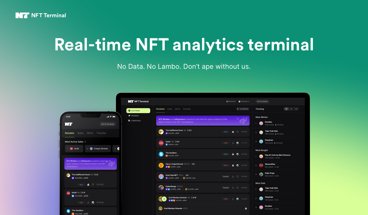 Терминал NFT представляет платформу аналитики данных в реальном времени для NFT